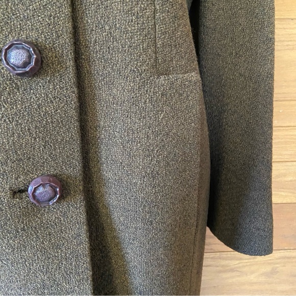 Vintage 1950s 1960s Mode Craft brown wool fur trim button front longline coat - Picture 3 of 6